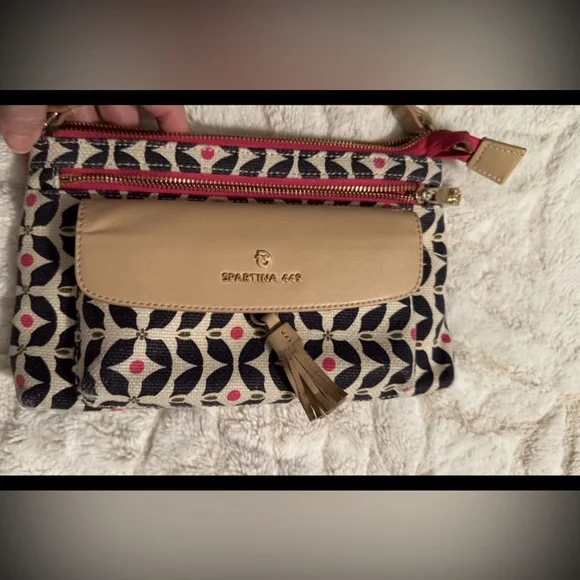 Spartina 449 Patterned Crossbody Bag - Cream and Pink - Picture 5 of 7